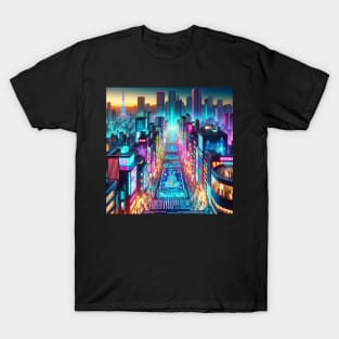 Neon Pulse: The Digital Plaza part two T-Shirt